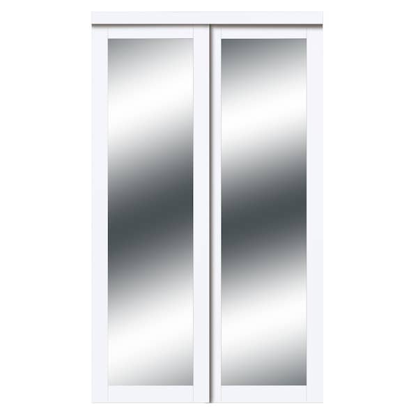 Renin Renin 48 in. x 80 1/2 in. Harmony 1-Lite Mirror Bypass Door EU3210PWCLE048080 - main